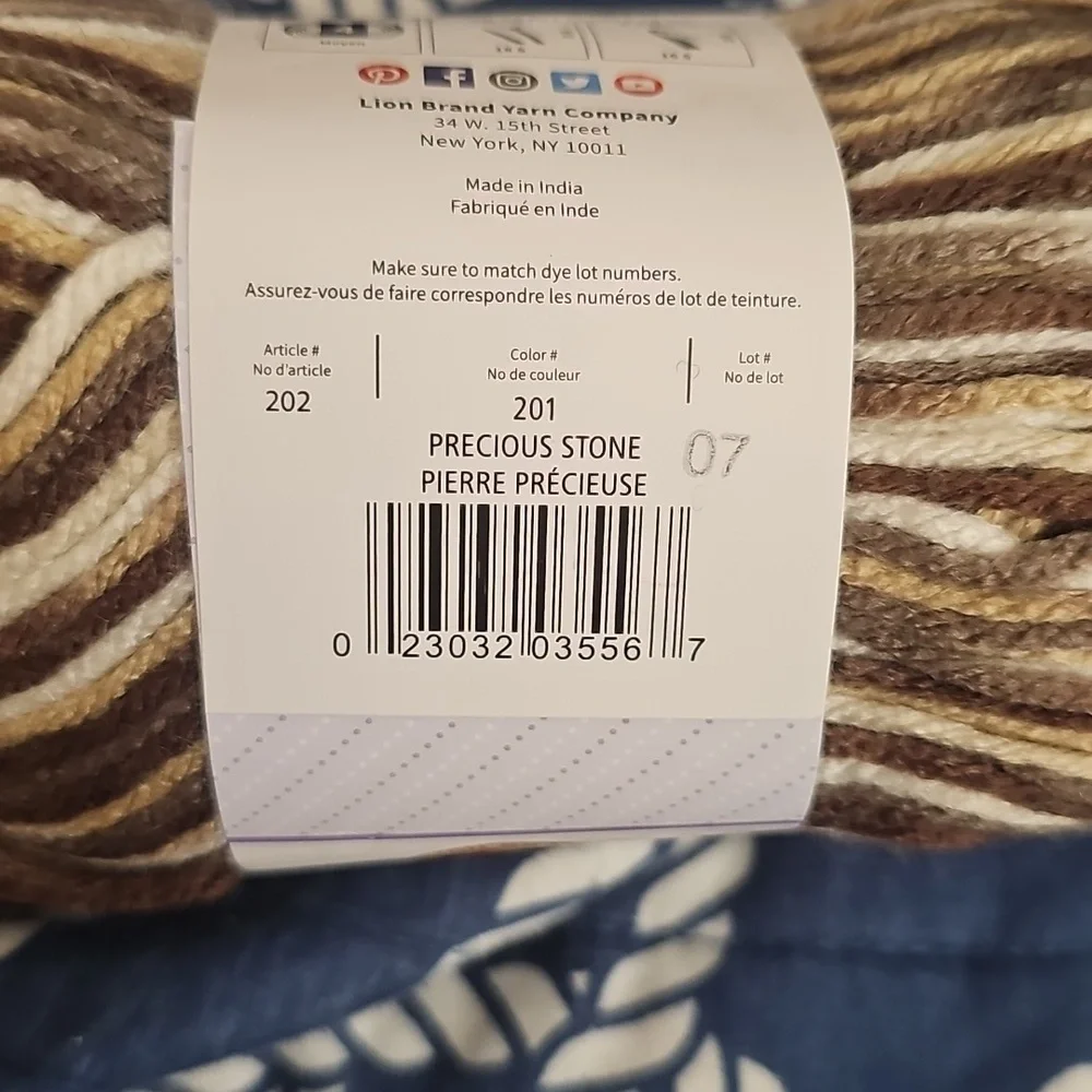 Lion Brand Basic Stitch Yarn - Brown and Cream